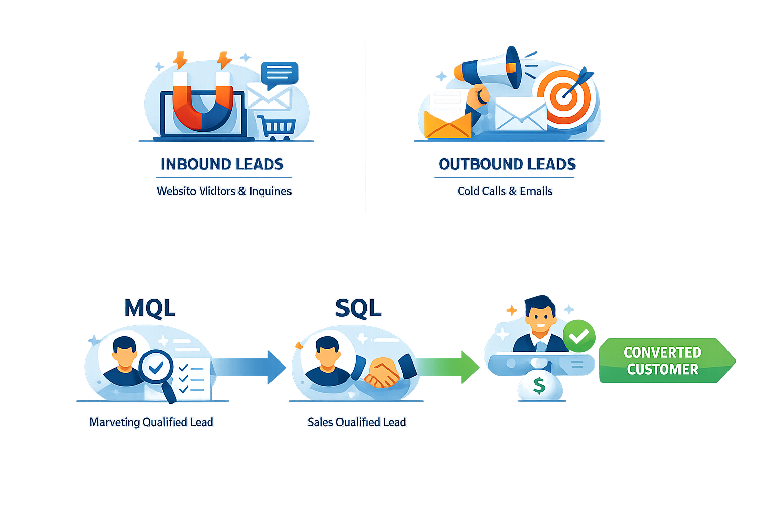 Verschiedene Lead-Arten Marketing Strategien
