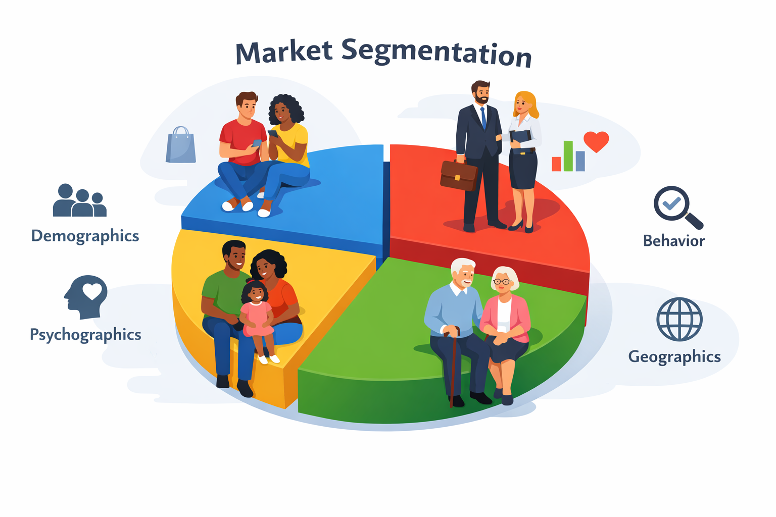 Marktsegmentierung einfach erklärt - Grafische Darstellung verschiedener Kundensegmente